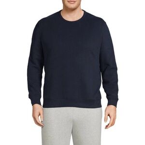 Lands’ End Men’s Crewneck Sweatshirt XL Navy Blue Fleece Pullover Casual